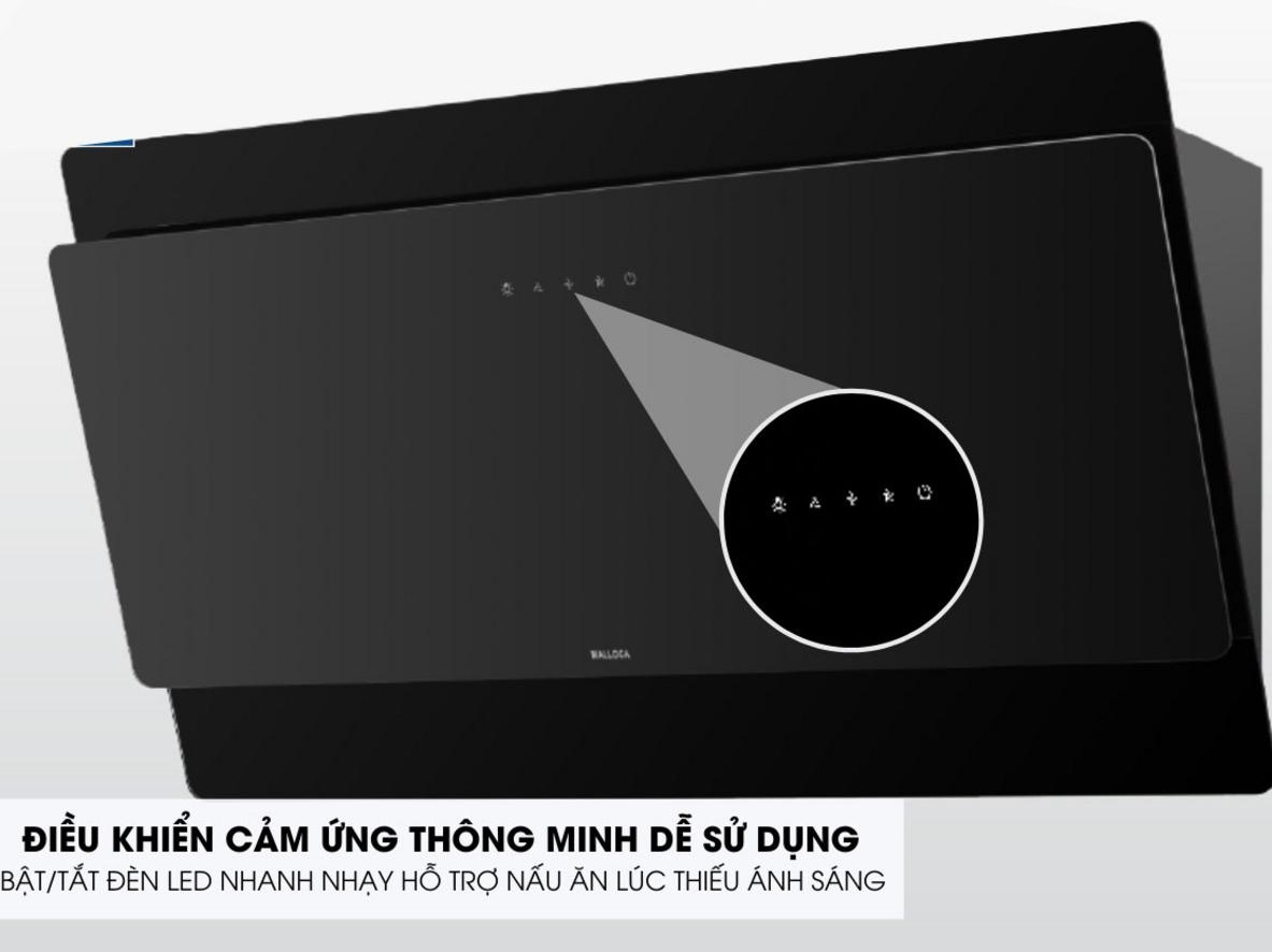 Cảm ứng 3 tốc độ hút và đèn Led 2W x 2 tiện thao tác.