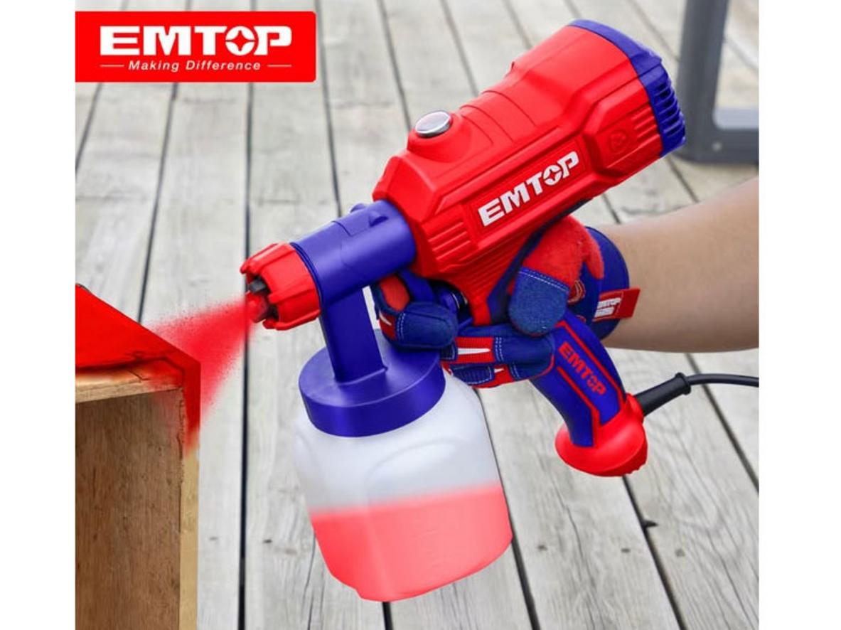 Bình chứa 800ml giúp Emtop ESGN35001 giảm số lần châm sơn.