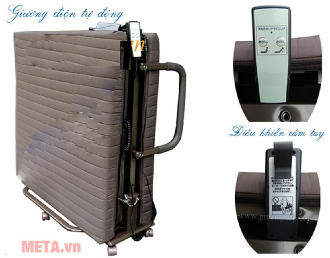 Bộ điều khiển tự động giúp nâng đầu và đổi tư thế nhanh trên giường xếp Nikita HQ85.