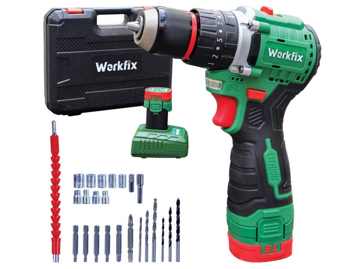 Workfix WF-ID1610BL cho phép khoan, bắn vít và khoan búa trong cùng một bộ máy.