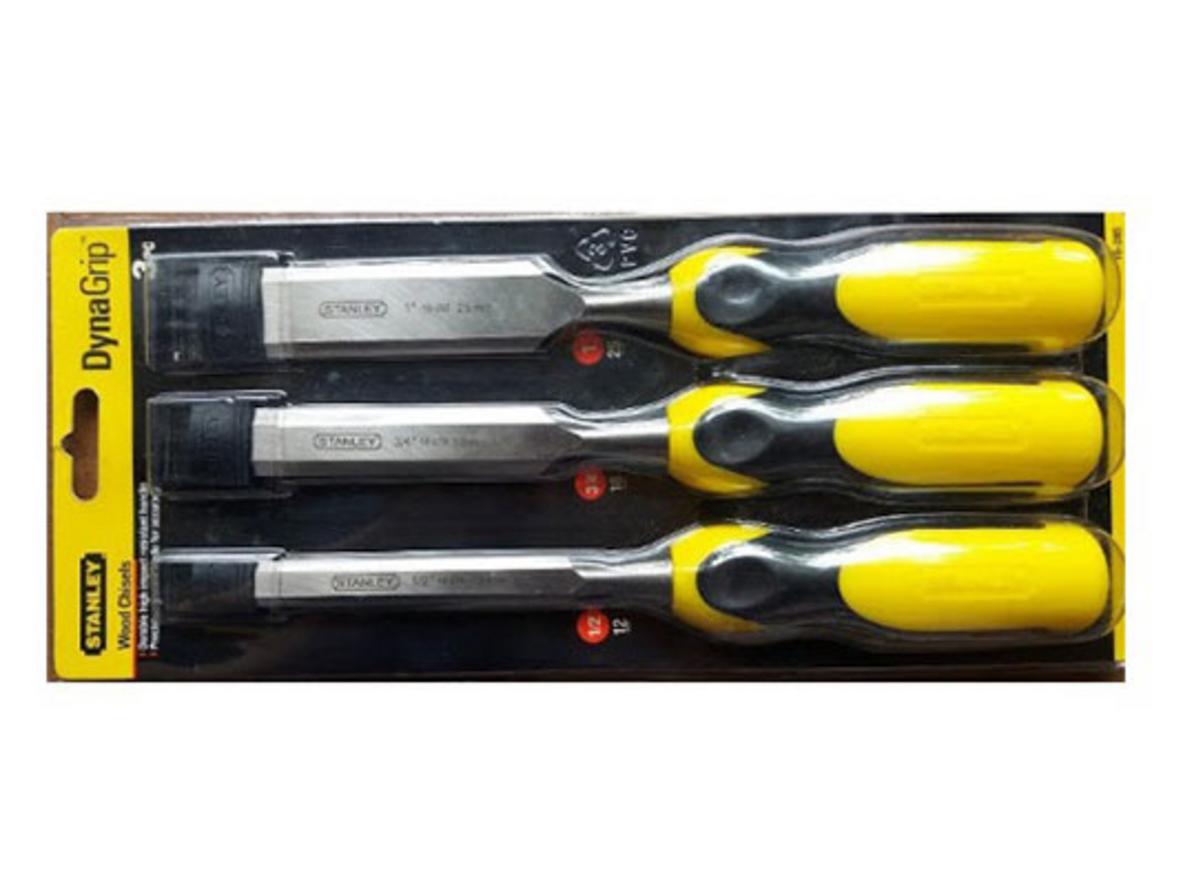 Cận cảnh bộ mũi đục gỗ Stanley 16-285 với 3 size thông dụng cho đục khoét cơ bản.