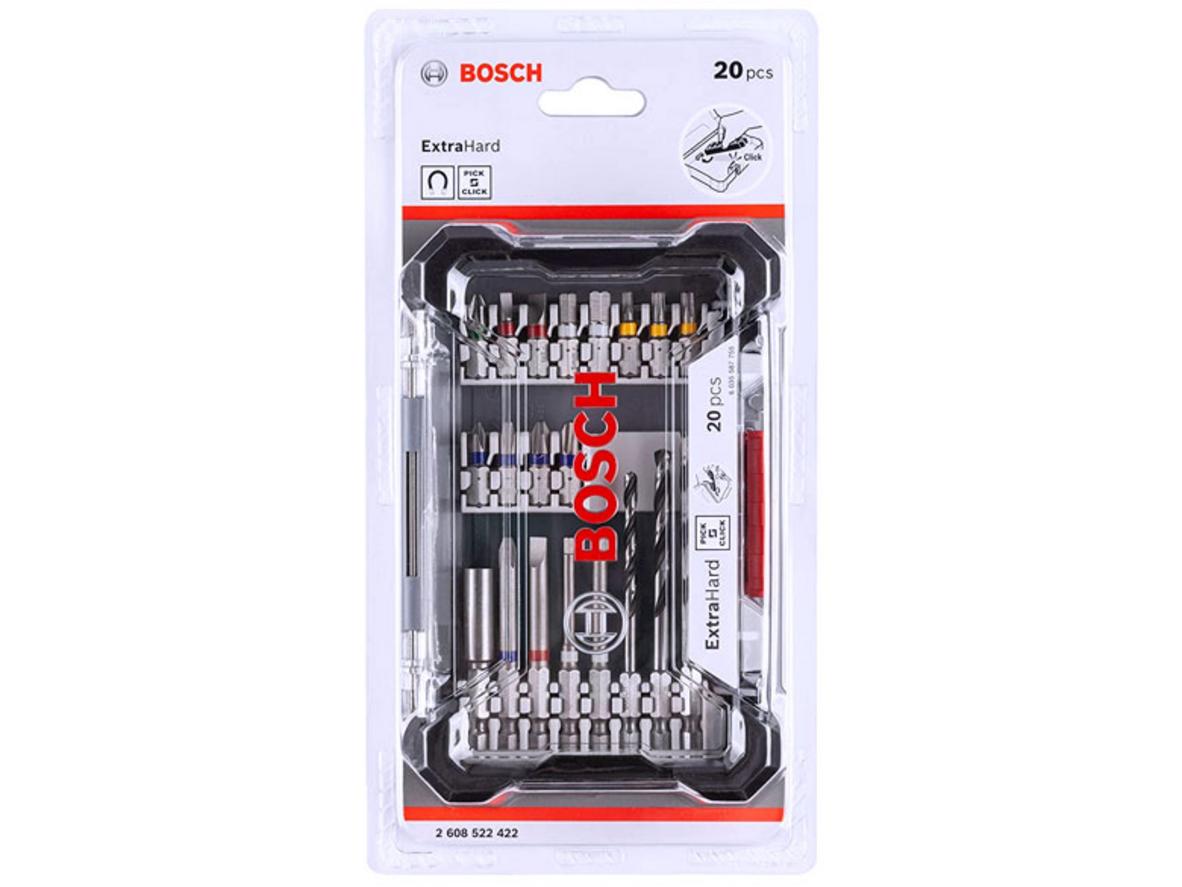 Bộ mũi khoan và vặn vít Pick&Click 20 món Bosch 2608522422 gọn nhẹ, dễ mang theo.
