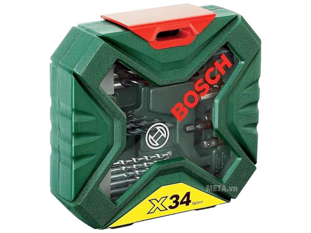 Bộ Bosch X-Line 34 được sắp xếp khoa học, dễ lấy mũi theo từng nhóm vật liệu.