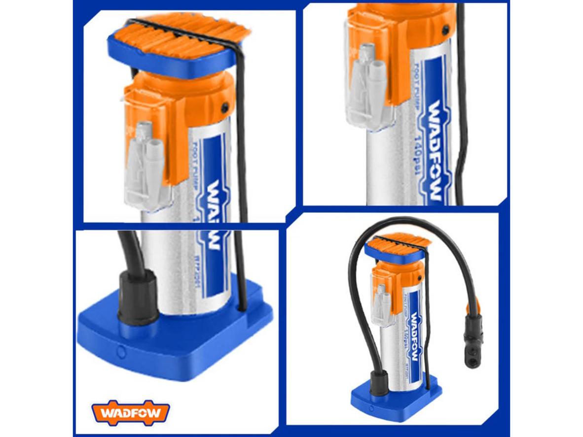 Áp suất tối đa 140 PSI đáp ứng nhu cầu bơm lốp phổ thông và bóng thể thao.
