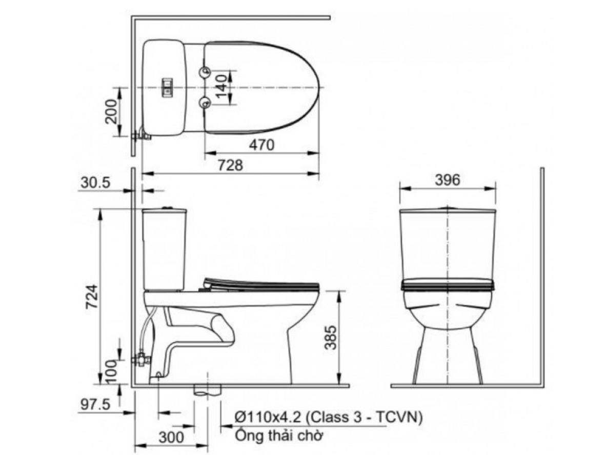 Các công nghệ chính của bồn cầu 2 khối INAX C-514VAN giúp xả sạch và dễ vệ sinh.