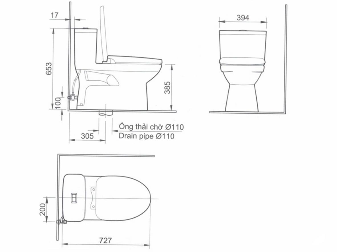 Các chi tiết nổi bật của INAX AC-969VN gồm Aqua Ceramic, xả nhấn 2 chế độ và nắp đóng êm.