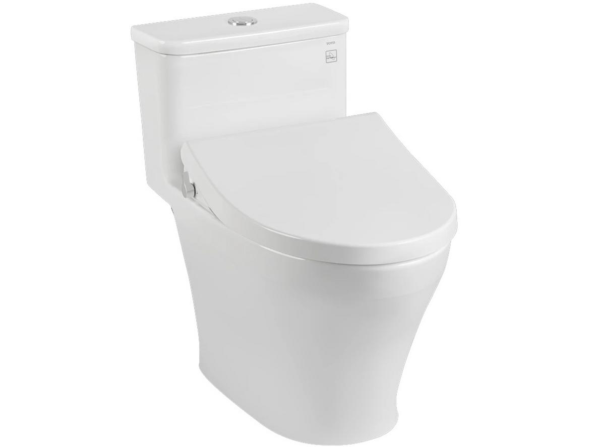 Bồn cầu TOTO MS857DE4 nắp cơ Ecowasher TCW1211A cho phòng tắm gia đình hiện đại.