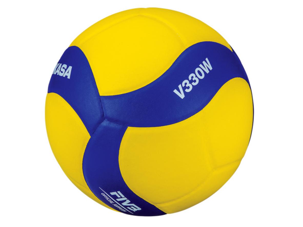Bóng chuyền MIKASA V330W size 5 cho sân trong nhà, thiết kế 18 panel ổn định quỹ đạo bóng.