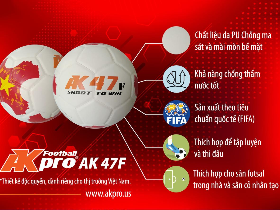 Cấu trúc da tổng hợp và ruột Butyl giúp bóng futsal AK47F ổn định trên sân trong nhà.