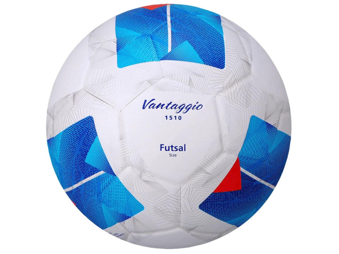 Bóng đá Futsal Molten F9N1510 với phối màu trắng xanh cam, phù hợp sân 5 và tập luyện phong trào.
