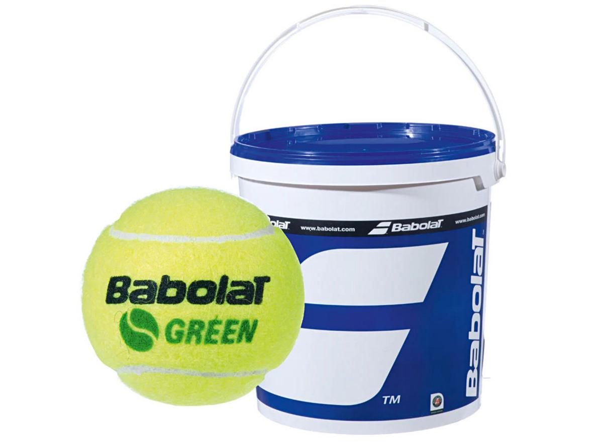 Bóng tennis Babolat Green X72 (thùng 72 quả) màu xanh lá, phù hợp cho người mới và trẻ em học tennis.