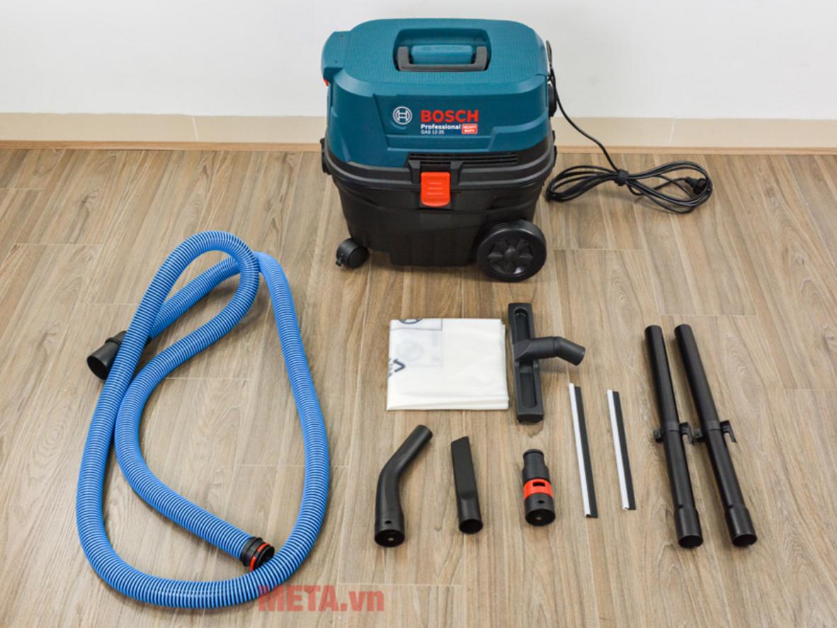 Bosch GAS 12-25 hút khô/ướt ổn định, phù hợp gara và xưởng mộc.