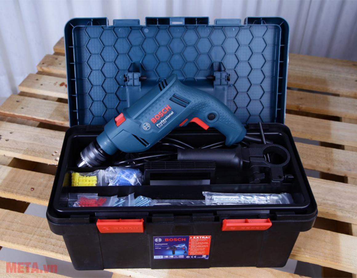 Bosch GSB 550 FREEDOM 90 chi tiết với bộ phụ kiện 90 món tiện dùng ngay cho sửa chữa gia đình.