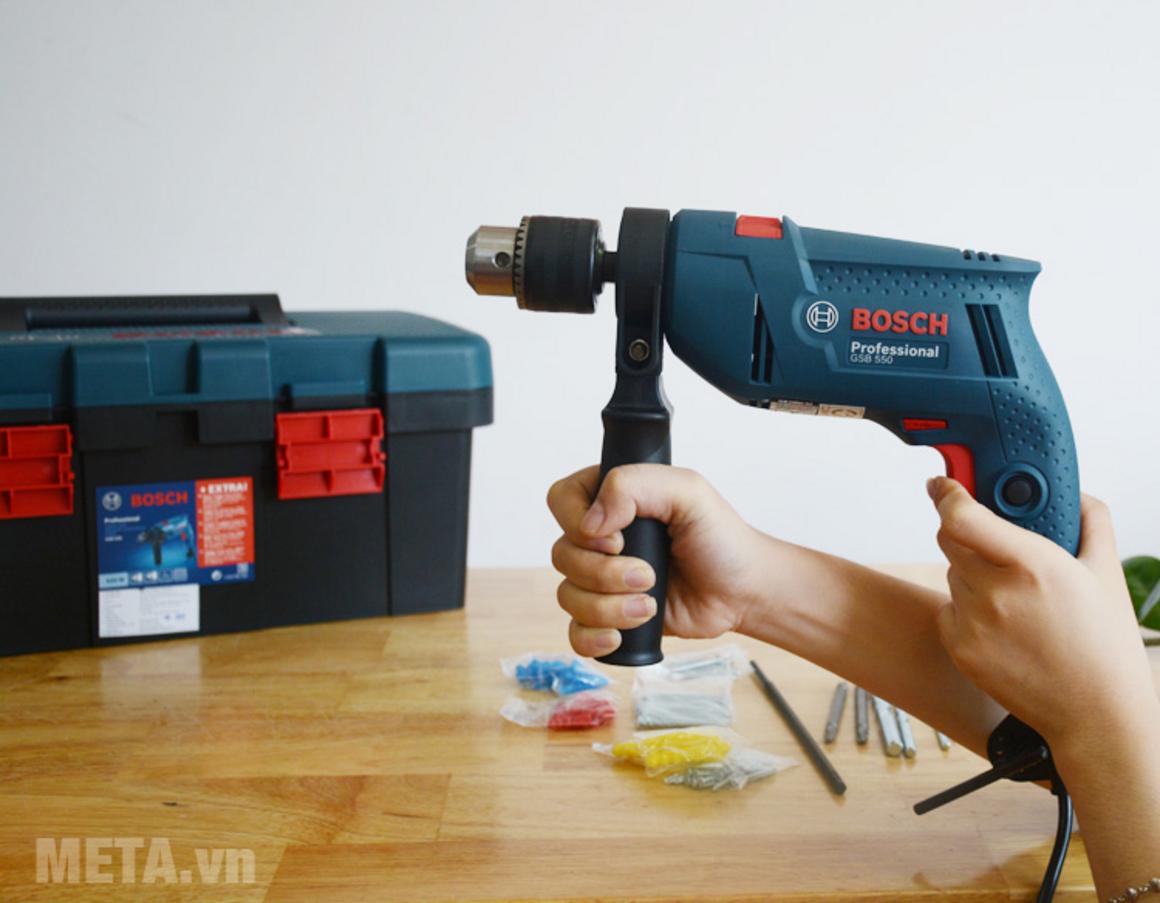 Infographic Bosch GSB 550 FREEDOM 90 chi tiết với 90 phụ kiện và thông số chính cần biết.