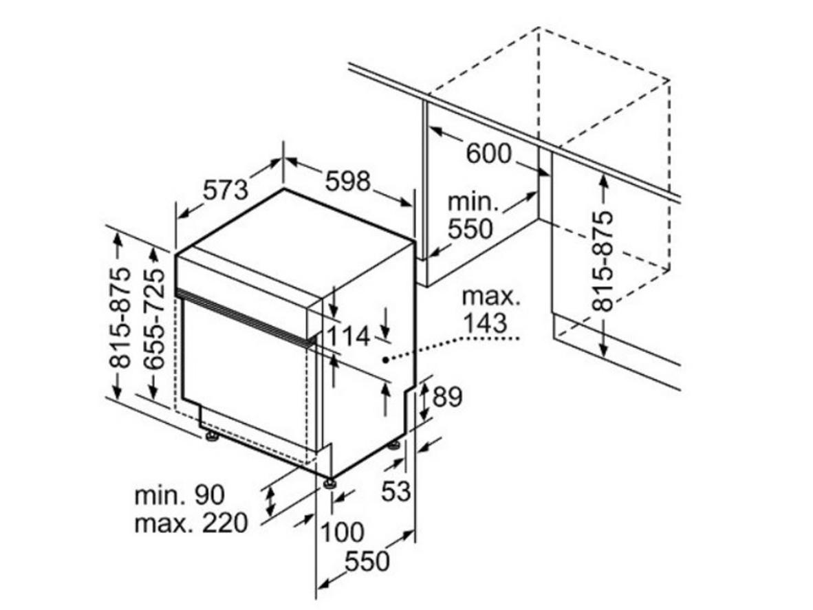 Thiết kế bán âm giúp Bosch SMI6ZCS16E vừa đẹp tủ bếp vừa dễ thao tác.