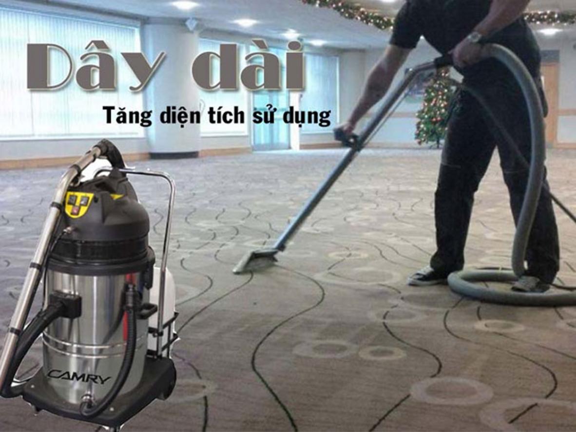 Công suất 2.510W và lực hút 250 mbar giúp Camry BF-880 xử lý nhanh bụi bẩn, nước bẩn trên thảm.