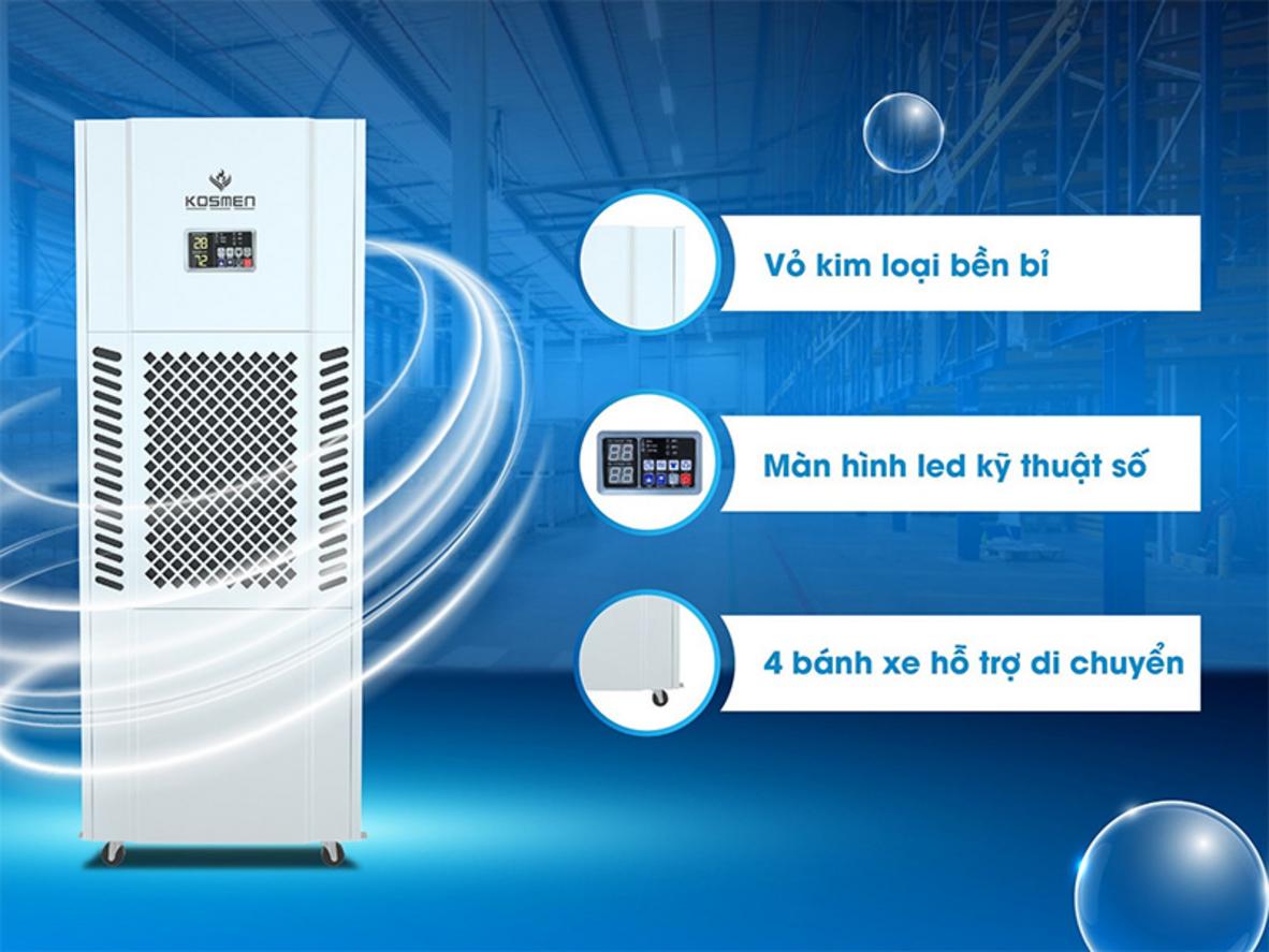 Công suất hút ẩm 180 lít/ngày giúp xử lý ẩm nhanh cho kho hàng 200–250 m².