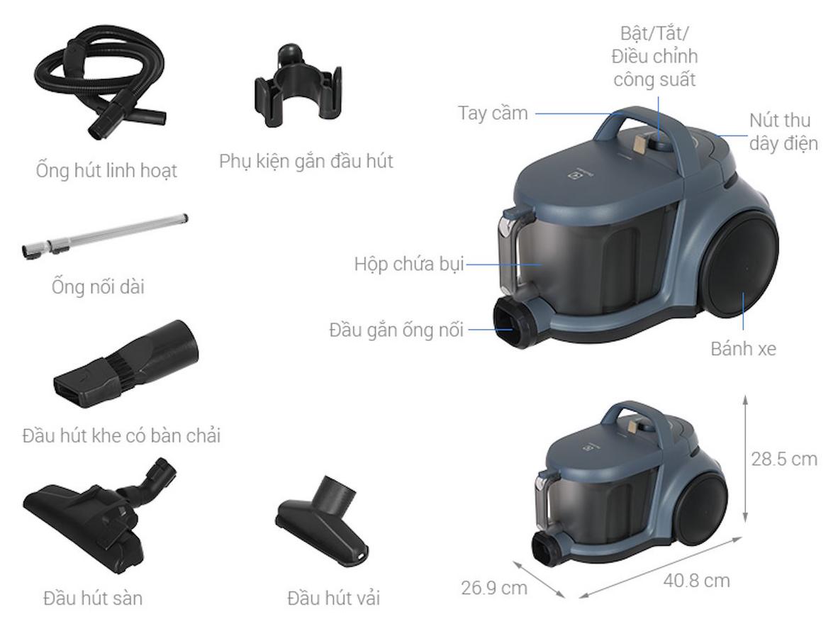 Công suất 1800W kết hợp Cyclonic giúp máy duy trì lực hút ổn định trong quá trình sử dụng.
