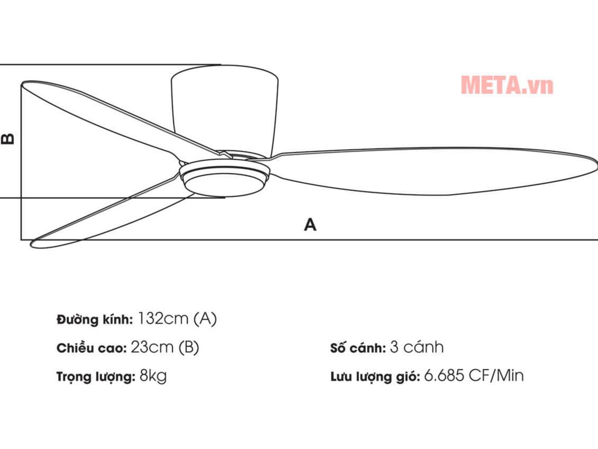 Đèn LED 24W và 6 tốc độ gió giúp Saita 102 dùng linh hoạt quanh năm.