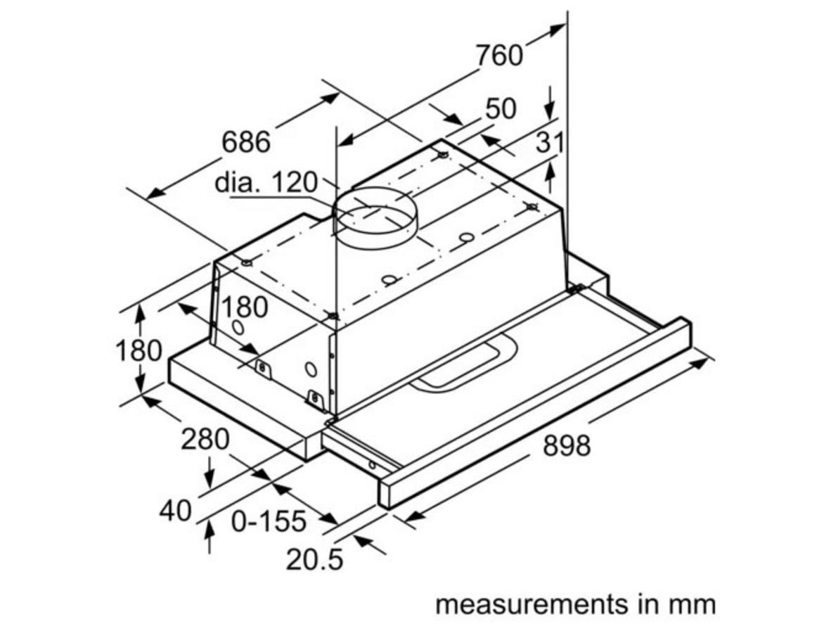Đèn LED 2 x 3W hỗ trợ quan sát vùng nấu, độ ồn 54dB giúp máy vận hành êm.