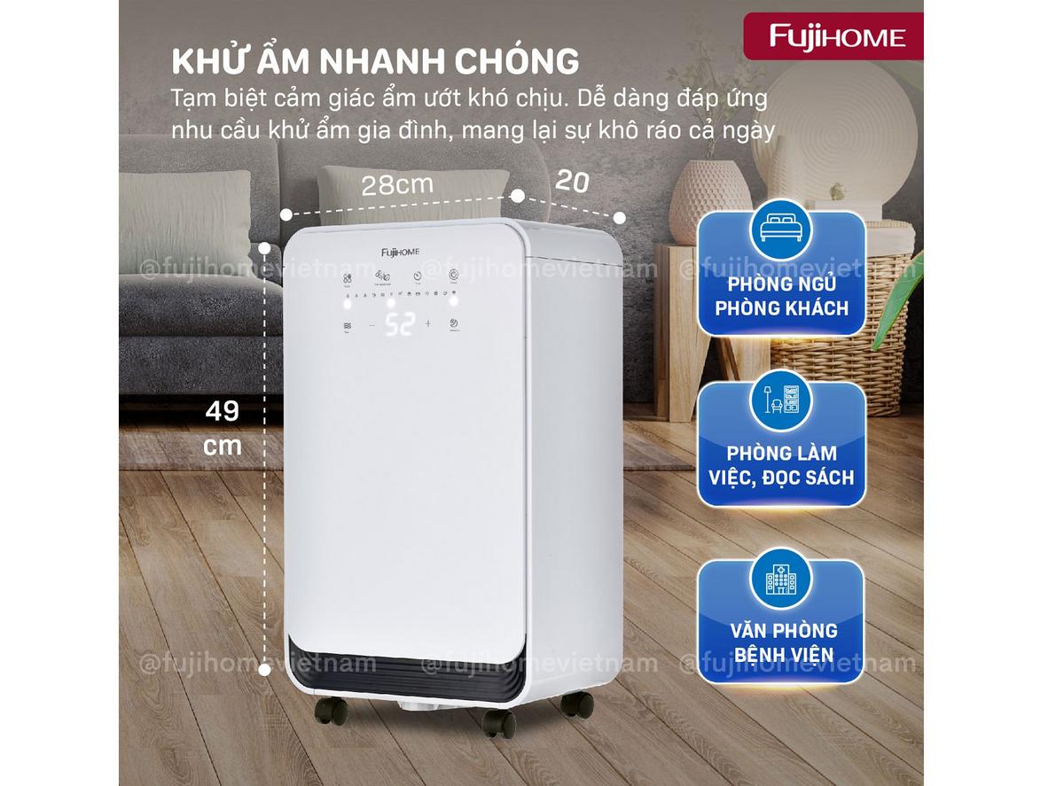 Công suất hút ẩm 12 lít/ngày và 240W giúp DH12NEW phù hợp phòng 18–24m².