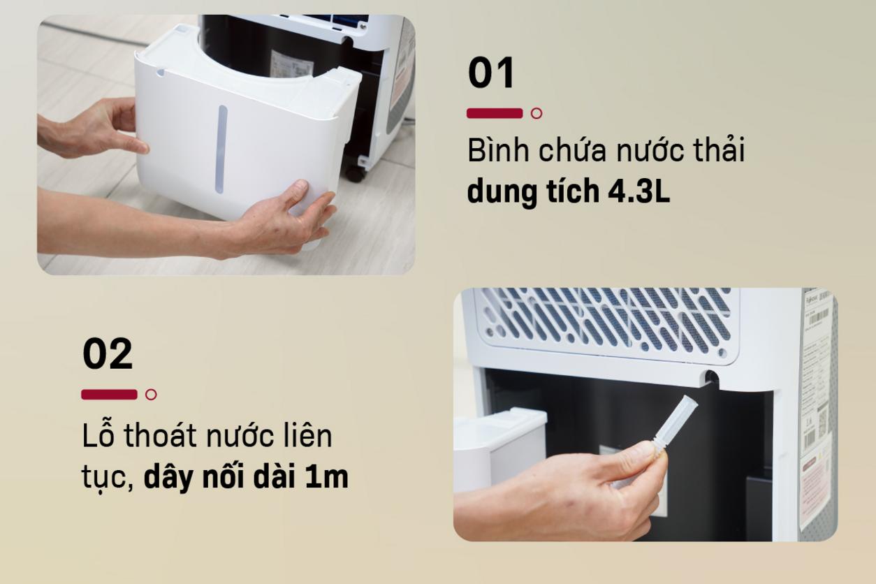 Độ ồn dưới 41dB giúp DH18W phù hợp phòng ngủ và không gian cần yên tĩnh.