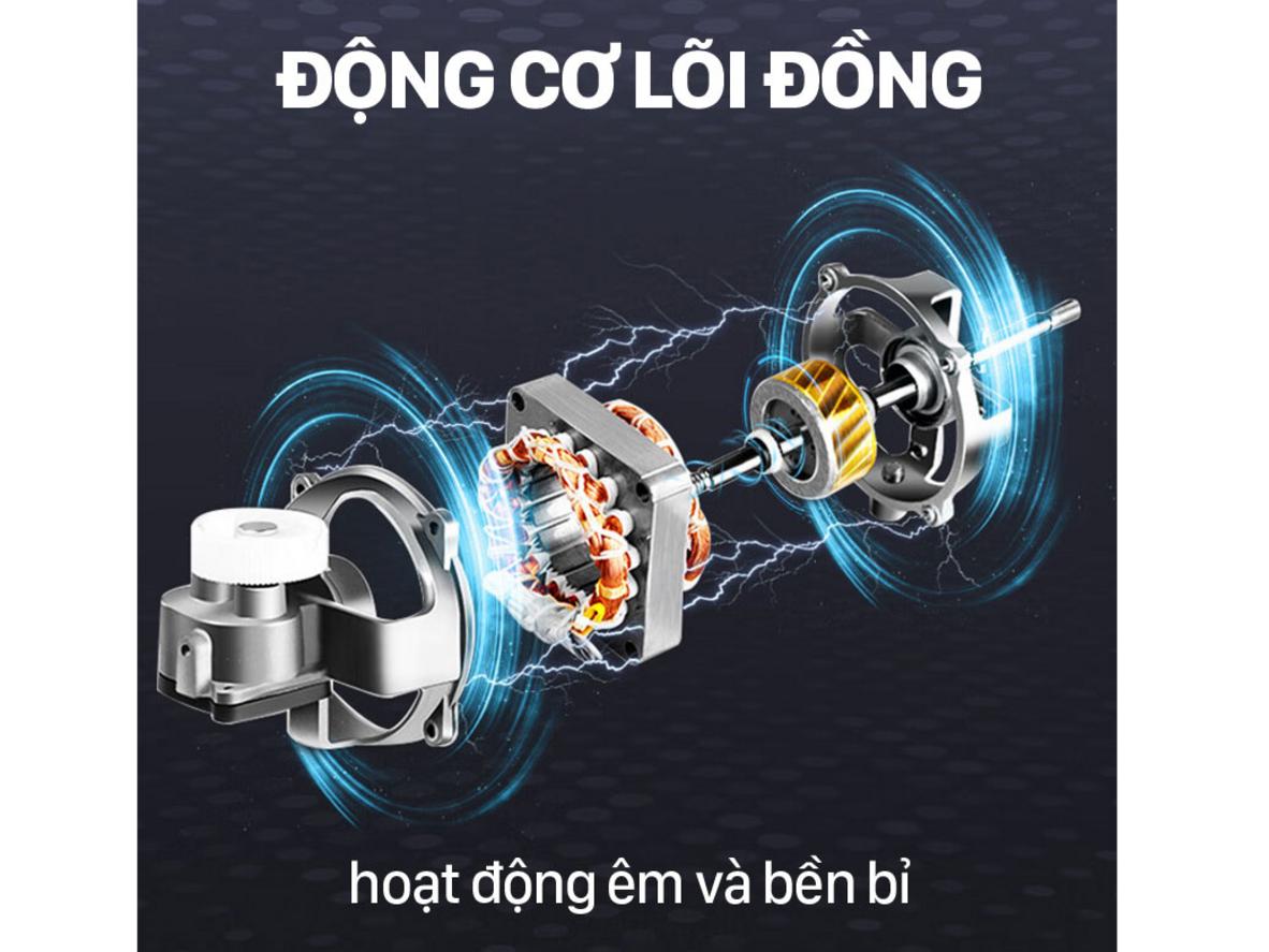 Động cơ dây đồng và vòng bi giúp Coex CW-7212 bền bỉ, vận hành êm.