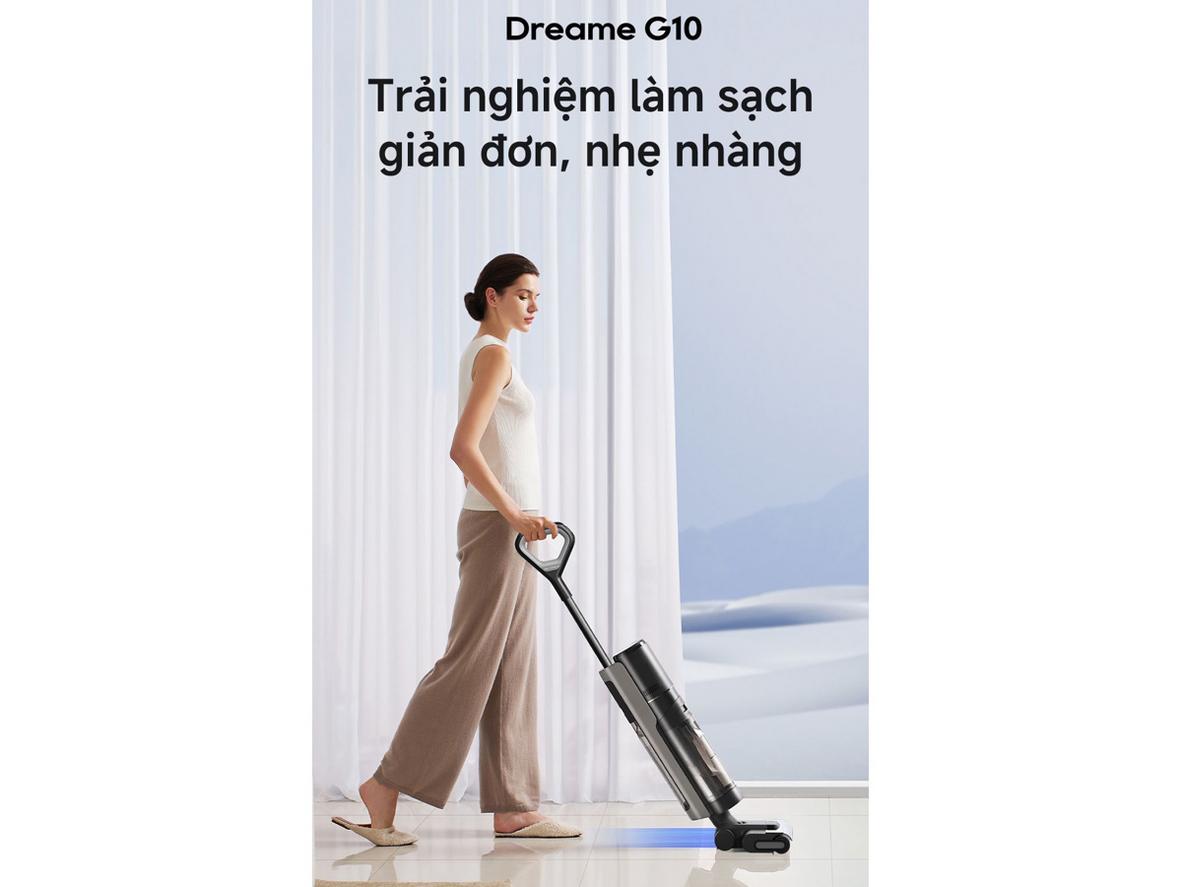 Dreame G10 hút và lau đồng thời cho sàn sạch nhanh, ít phải chạm tay vào bụi bẩn