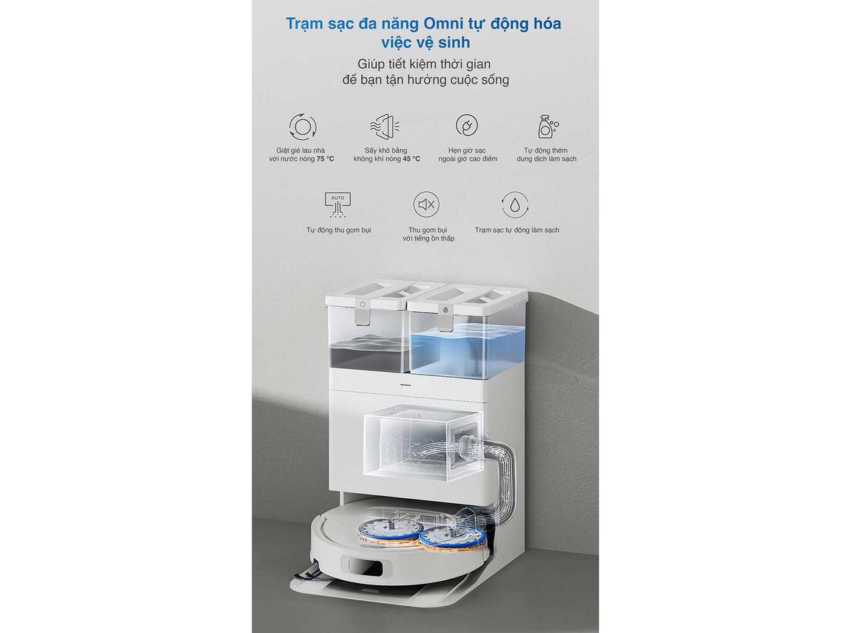 Lực hút 20.000Pa giúp Ecovacs T30C làm sạch sâu bụi mịn và tóc rụng.
