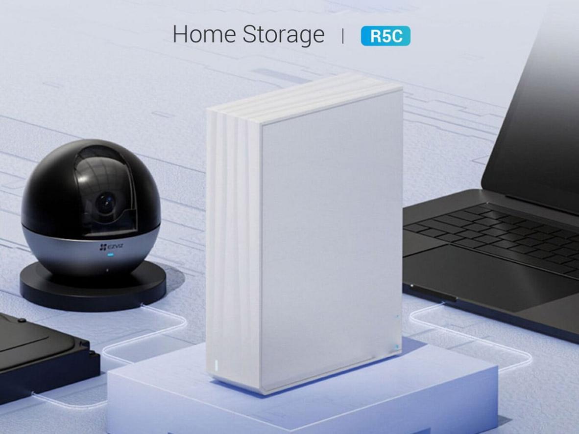 EZVIZ R5C quản lý qua ứng dụng EZVIZ và HIKBOX, hỗ trợ lưu trữ camera tập trung.