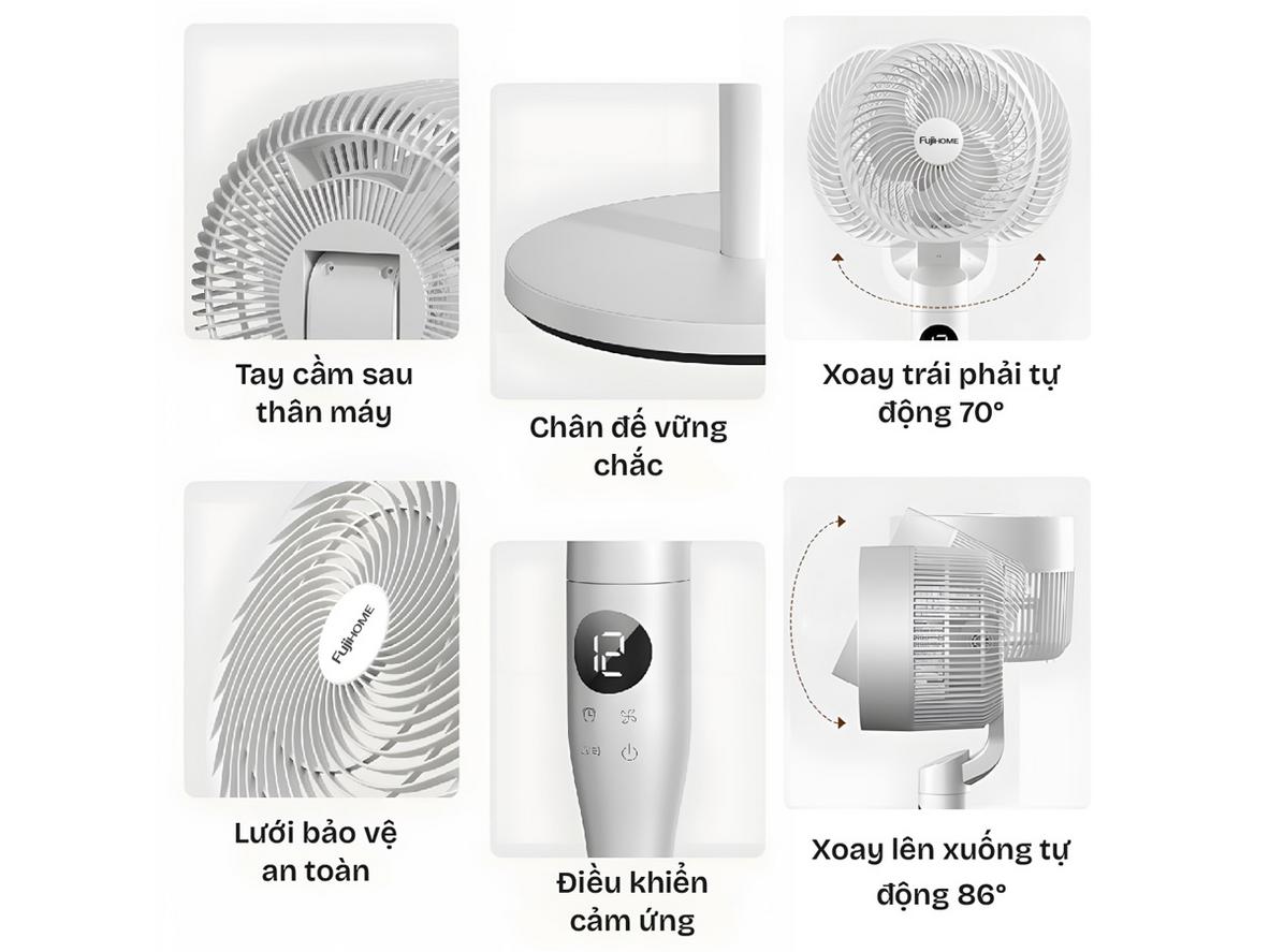 Fujihome CF201 tạo luồng gió đối lưu giúp mát đều hơn quạt thường.