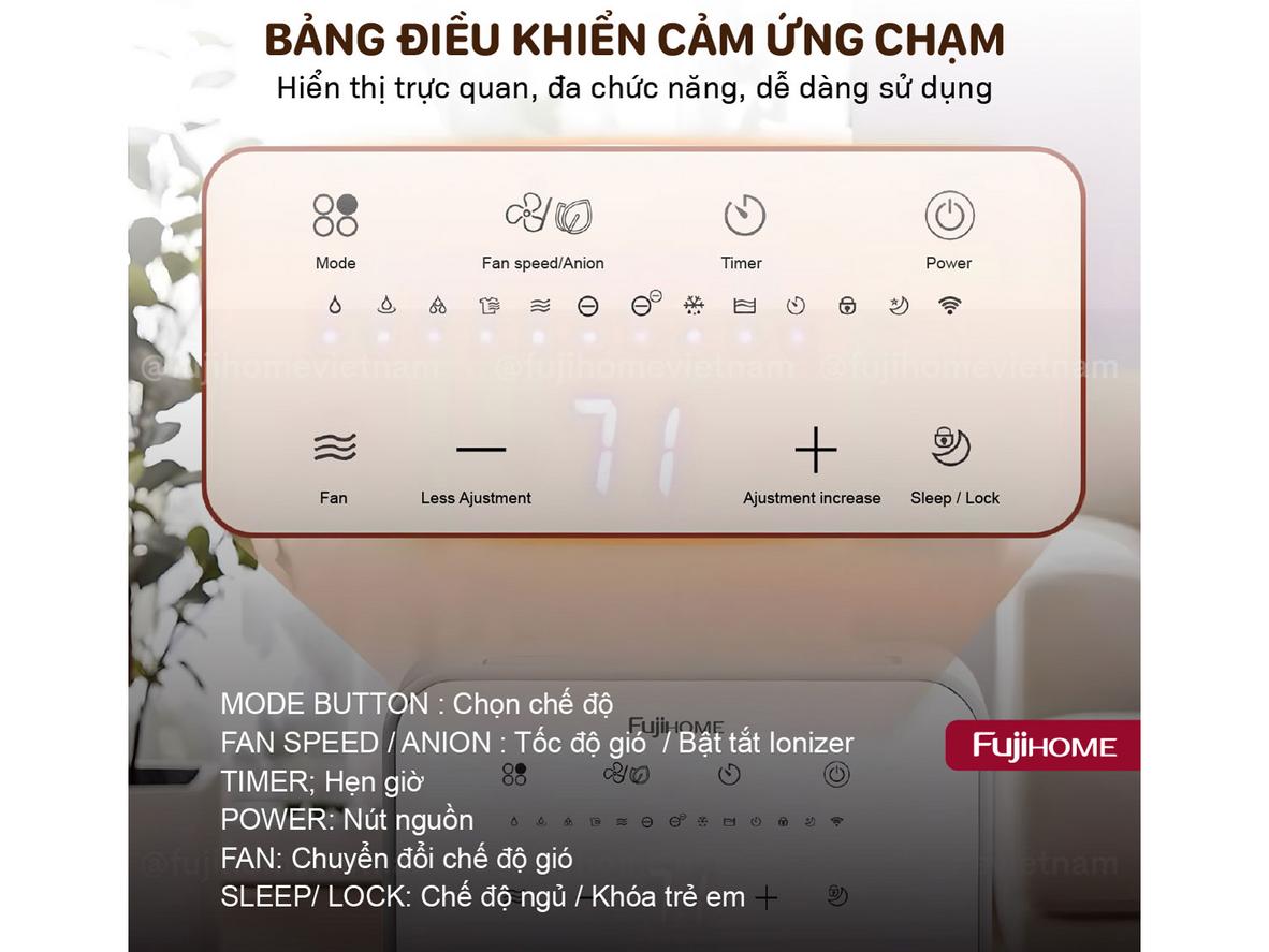 Fujihome DH12NEW có Wi‑Fi, đèn báo độ ẩm 3 màu và vận hành êm 35–39 dB cho phòng nhỏ.