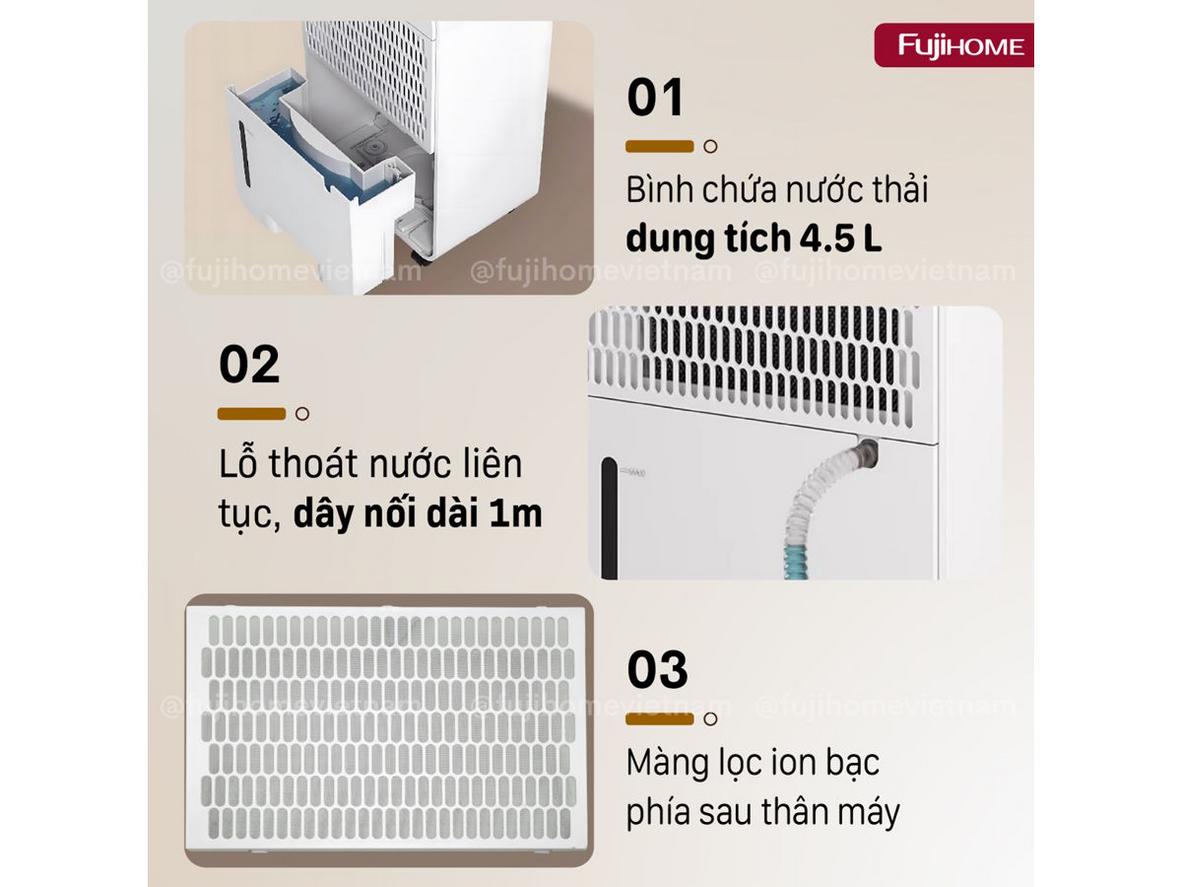 Bình nước 4,5 lít và xả liên tục: tiện dùng cả ngày