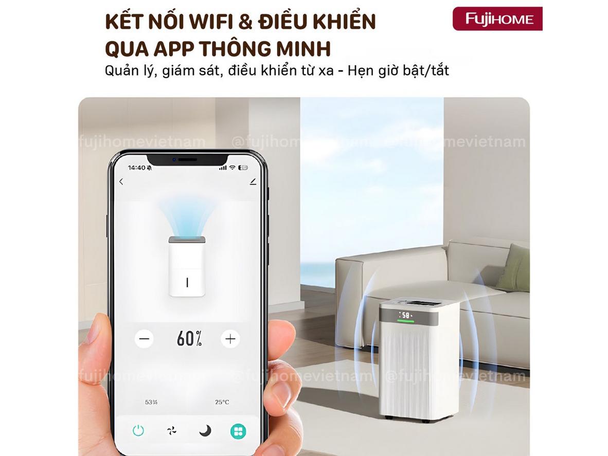 Điều khiển Wi‑Fi qua ứng dụng: theo dõi độ ẩm từ xa tiện hơn