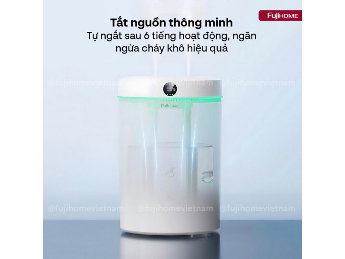 Fujihome HM05B: bình 5 lít, 2 vòi phun kép, phù hợp phòng ngủ và văn phòng nhỏ.