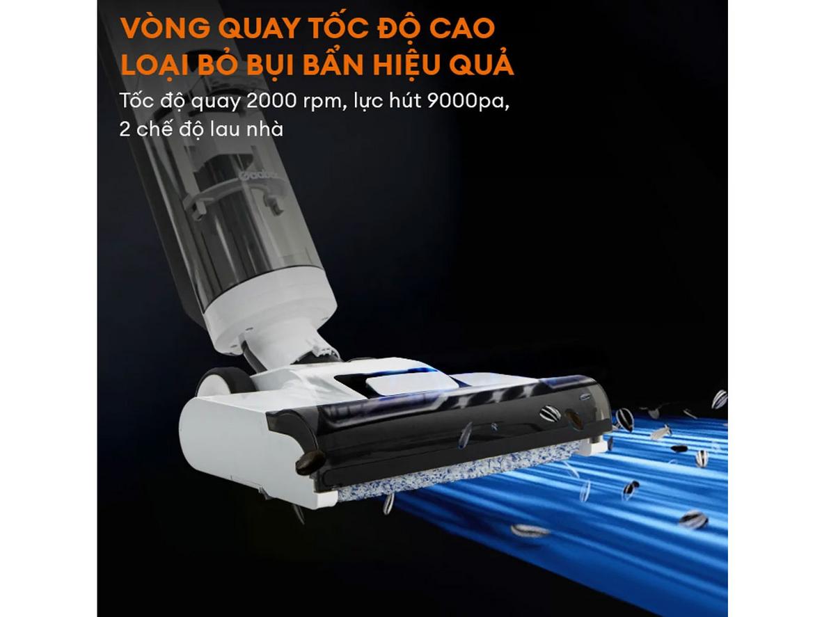 Pin 15.600mAh cho khoảng 30 phút sử dụng, phù hợp dọn nhanh hằng ngày.