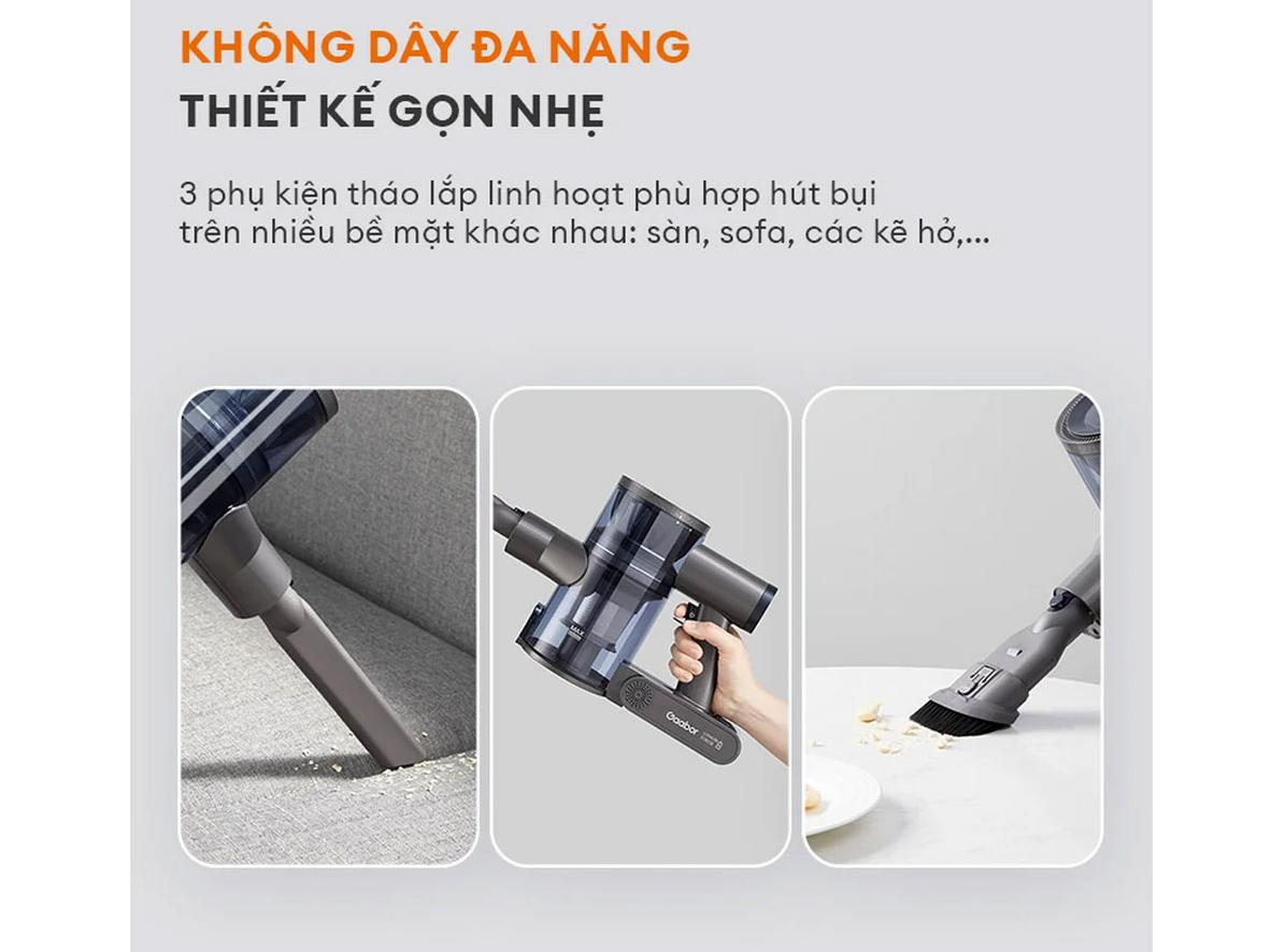Bộ đầu hút kẽ hở và bàn chải 2 trong 1 mở rộng phạm vi làm sạch cho nhiều bề mặt.