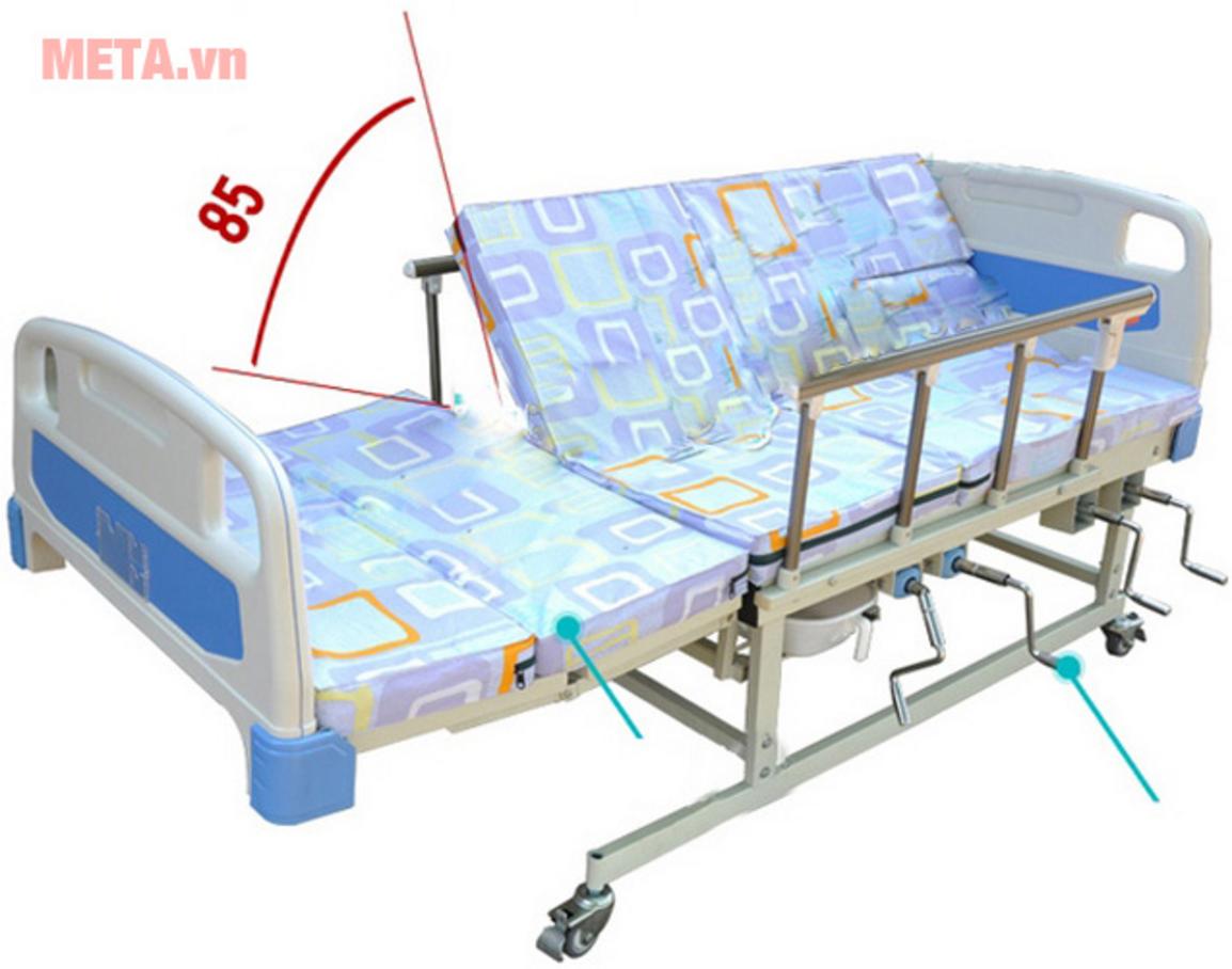 4 tay quay giúp điều chỉnh giường linh hoạt và ít phụ thuộc điện.