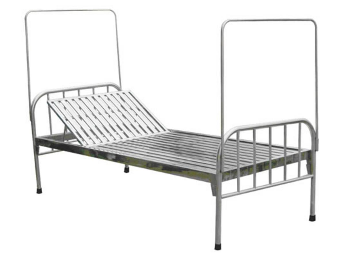 Giường bệnh nhân inox nâng đầu 201 dát hộp kèm nệm phù hợp chăm sóc tại nhà và cơ sở y tế.