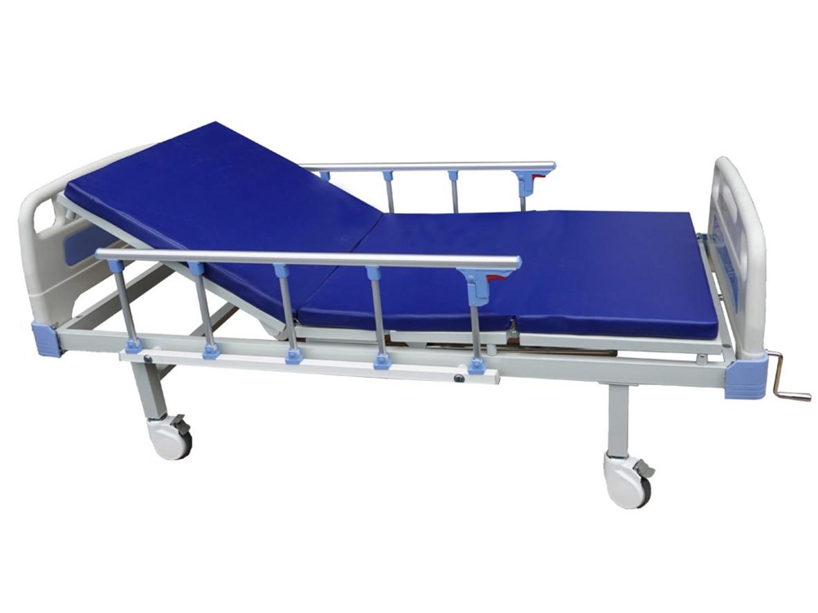 Giường bệnh nhân sắt ABS sơn tĩnh điện 1 tay quay kèm đệm cho chăm sóc tại nhà và phòng khám.