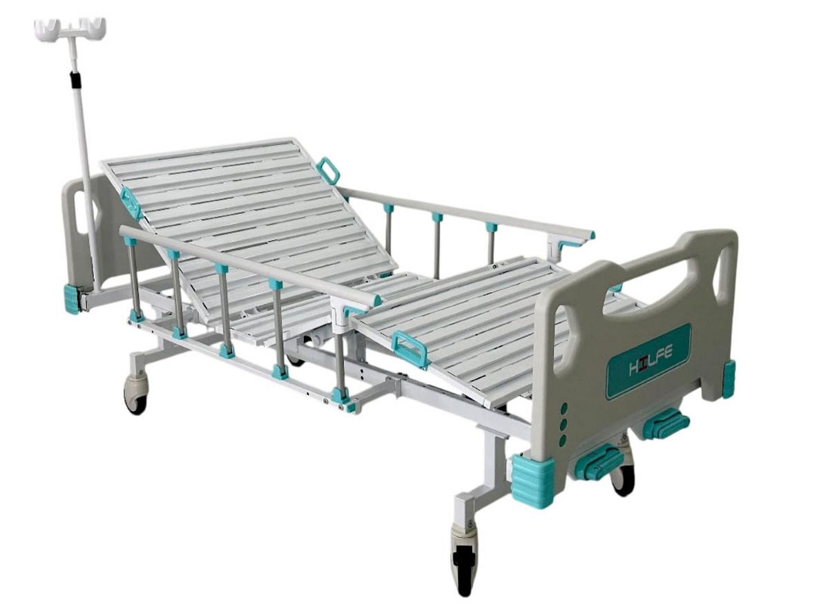 Giường cơ khí y tế Hilfe MB-223.1.1.5 nổi bật với khung thép sơn tĩnh điện và 4 bánh xe 125mm.