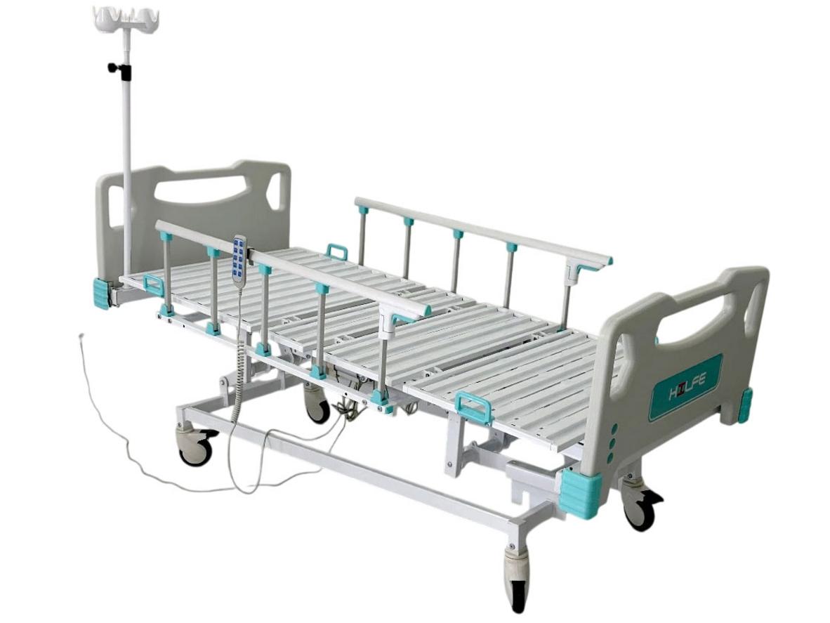 Giường điện y tế Hilfe MB-93.1 với điều khiển điện, tải trọng 250kg và khung thép sơn tĩnh điện.