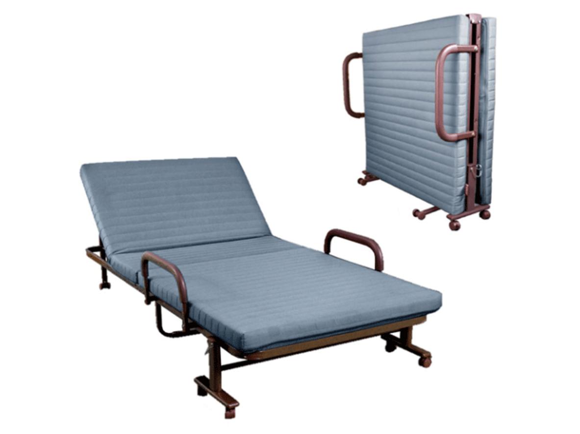Giường gấp nâng đầu Nikita BT65 gọn 17kg, dễ di chuyển bằng 4 bánh xe, phù hợp văn phòng nhỏ và giường dự phòng.