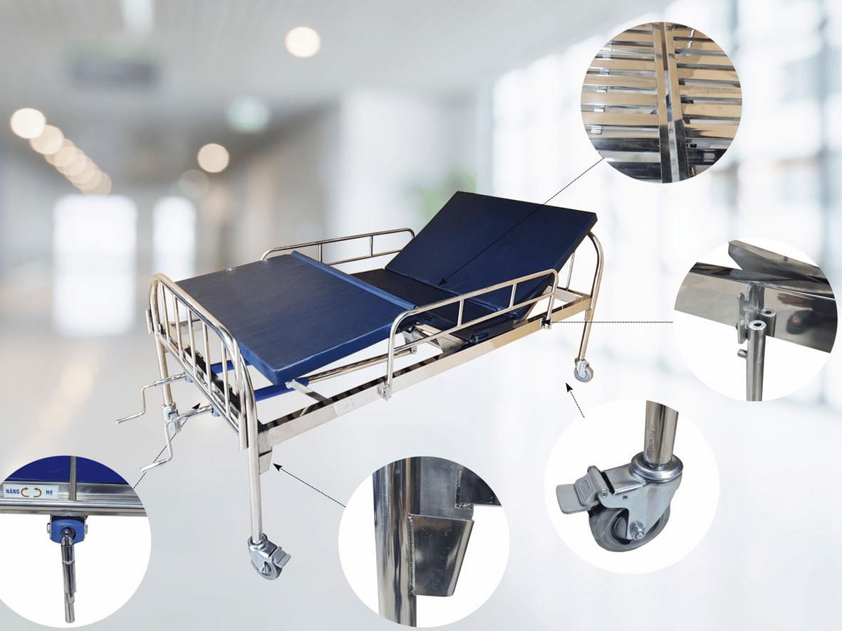 Hai tay quay cơ học giúp điều chỉnh lưng và chân chủ động, không phụ thuộc điện.
