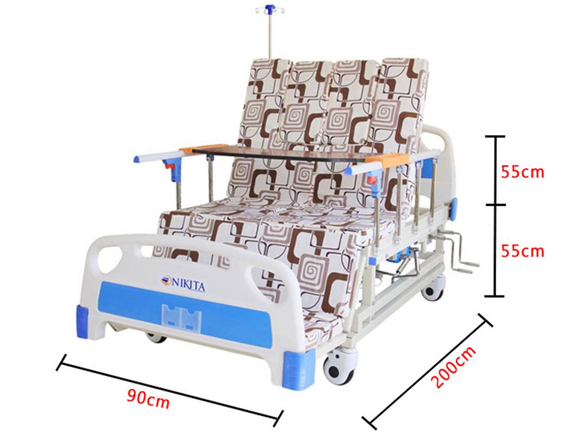 Các tư thế và phụ kiện của giường y tế 4 tay quay Nikita NKT-DCN04.