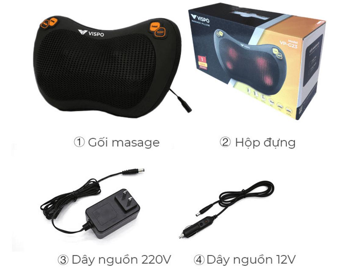 VP-G23 kết hợp 4 đầu bi xoay 360 độ và nhiệt hồng ngoại để hỗ trợ massage sâu.