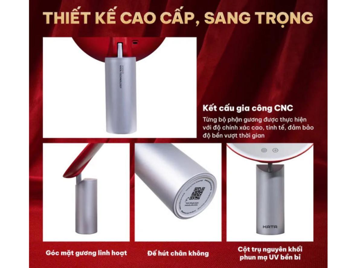 Gương trang điểm LED Kata Miro O2 với ánh sáng chuẩn tone, phù hợp makeup hằng ngày.
