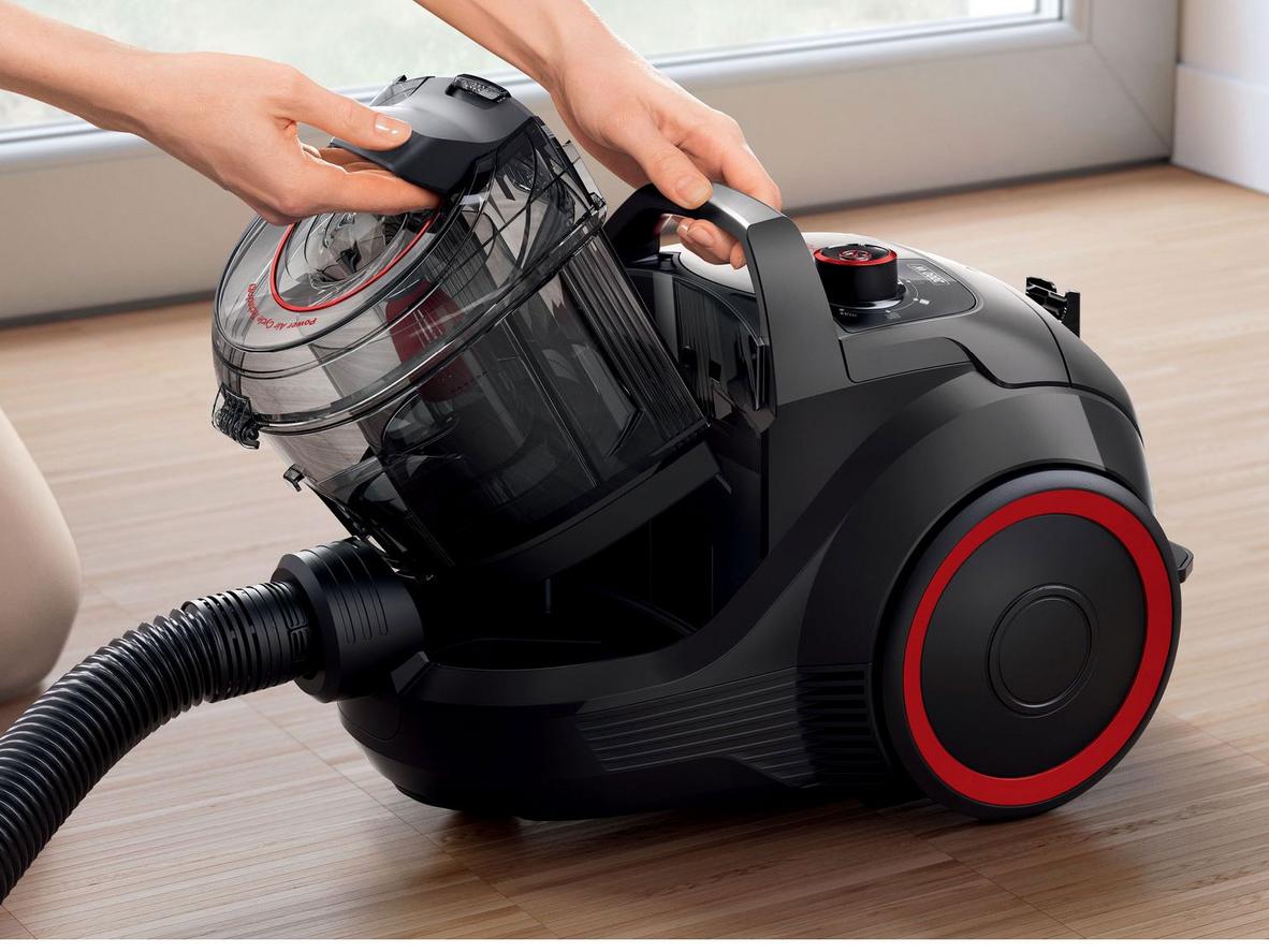Hộp bụi 2.0 lít giúp Bosch BGS21WPOW giảm công đổ bụi và dễ bảo trì.