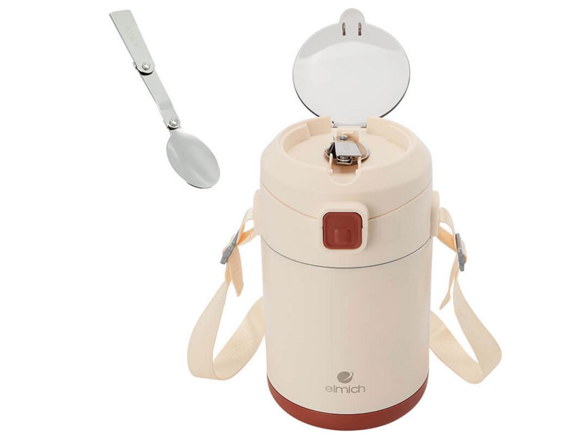 Cấu tạo 2 ngăn giúp Hộp cơm giữ nhiệt inox 304 Elmich EL8344 gọn và tiện mang theo.