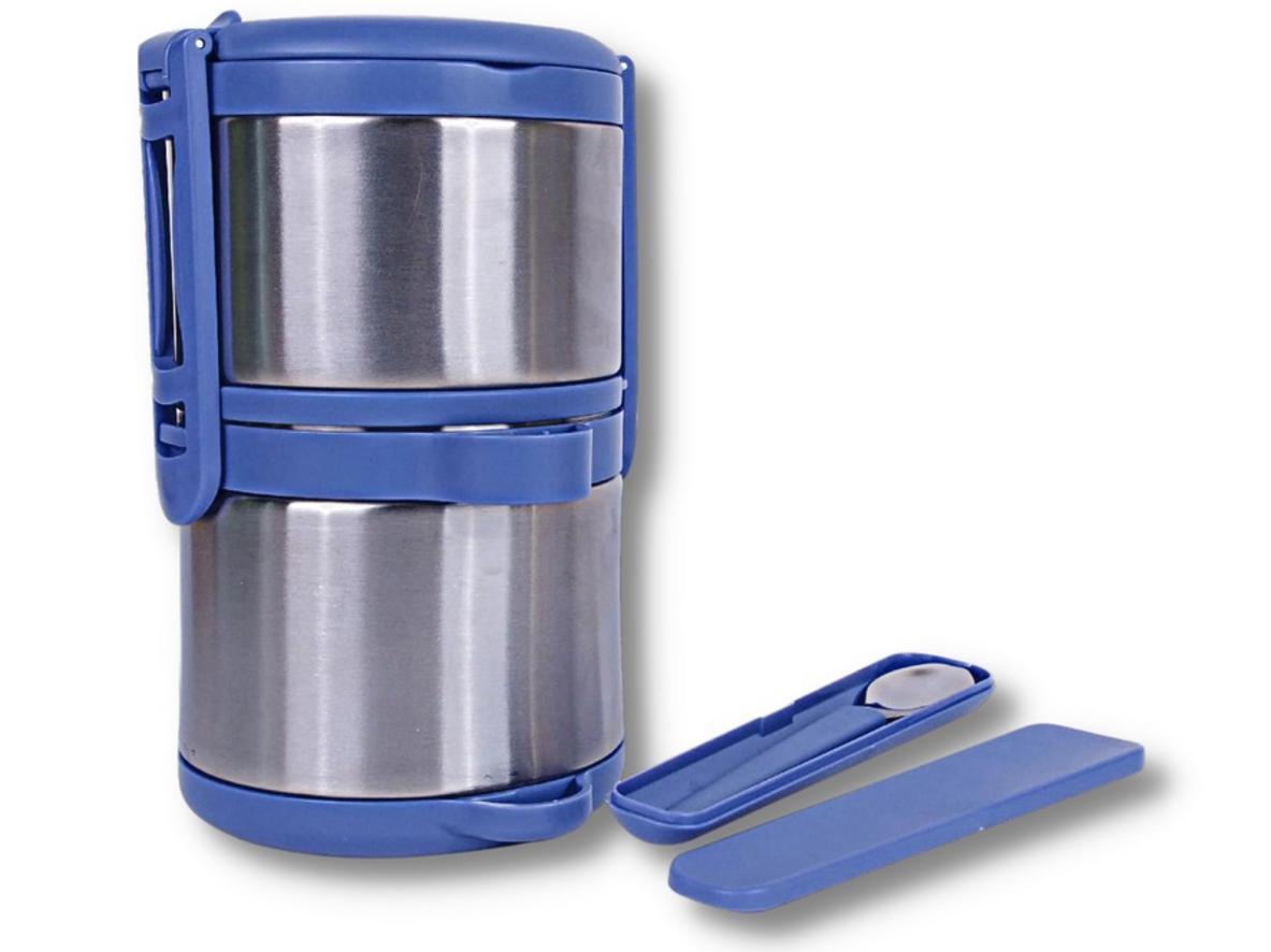 Hộp cơm giữ nhiệt La Gourmet Save Planet 2 ngăn 368119 - 1.4 lít với thiết kế inox 304 và 2 ngăn tiện chia món.